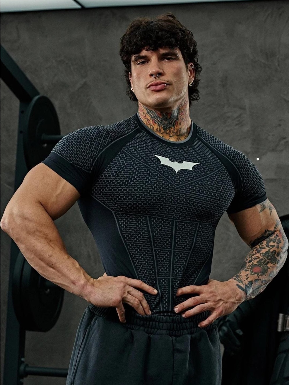 YoungLA Men's Black Compression short sleeve Top - Athletic Fit